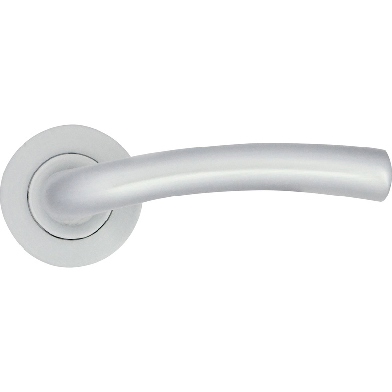 Stanza Seville on Rose Door Handles Satin (Pair) in Chrome Aluminium Price Comparisons | Compare The Build