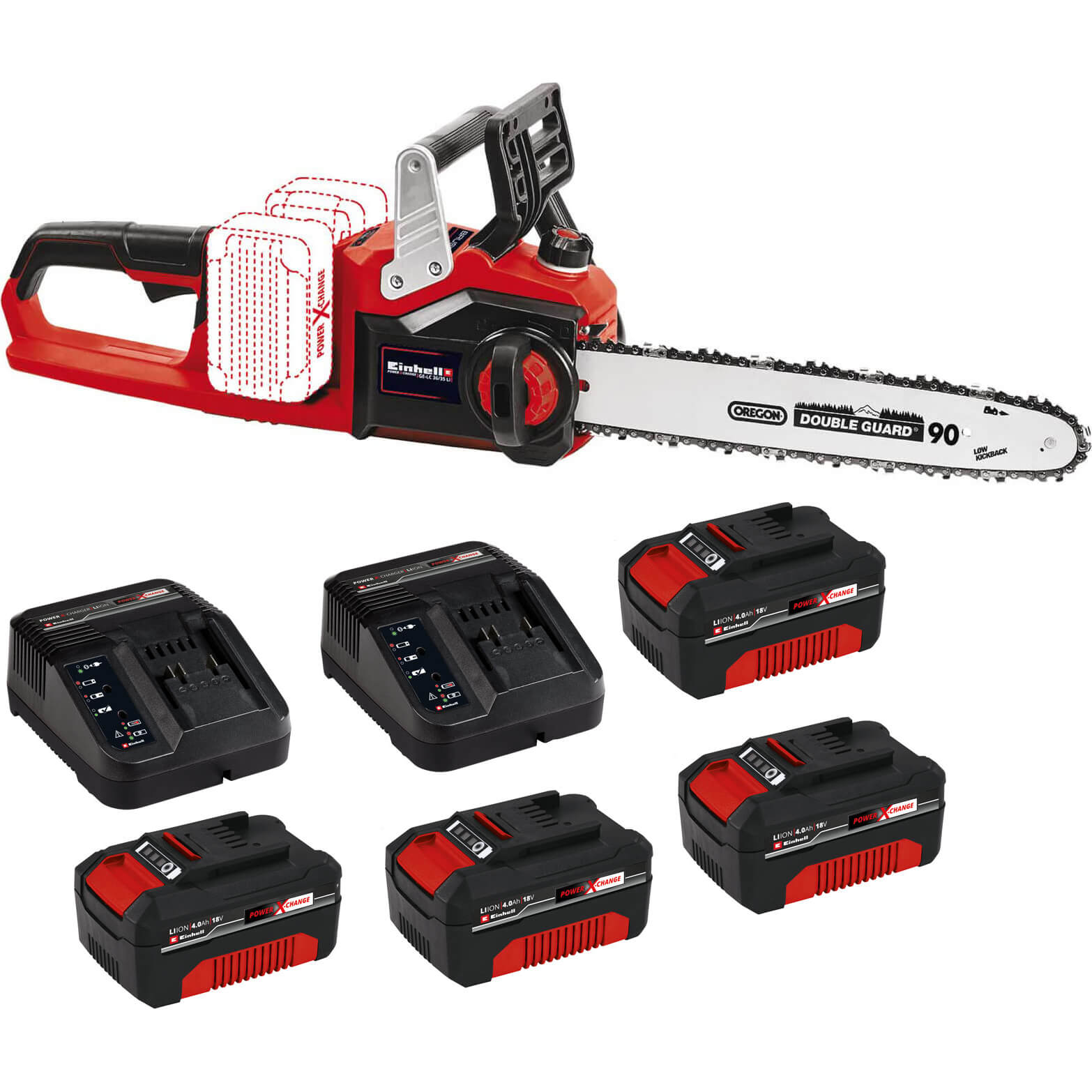 Einhell GE-LC 36/35 Li 36v Cordless Brushless Chainsaw 350mm 4 x 4ah Li-ion Charger | Compare The Build