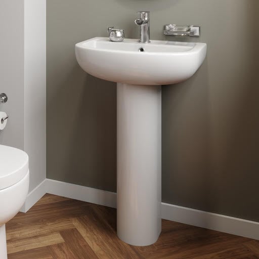 Affine Oceane Full Pedestal 550mm 1 Tap Hole Bathroom Basin Price Comparisons | Compare The Build