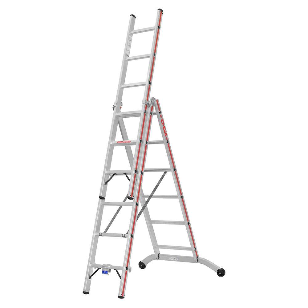 Hymer Red Line Industrial 3 Section Combination Ladder 1.87m - 4.11m 604718 Price Comparisons | Compare The Build