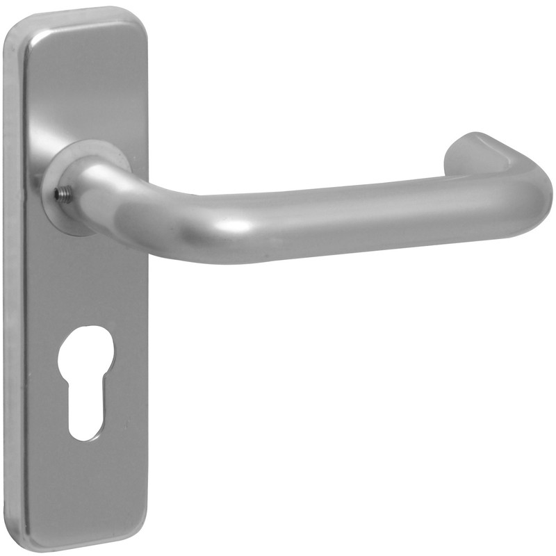 Eclipse Aluminium Round Bar Door Handles Euro Lock Satin (Pair) in Silver Price Comparisons | Compare The Build