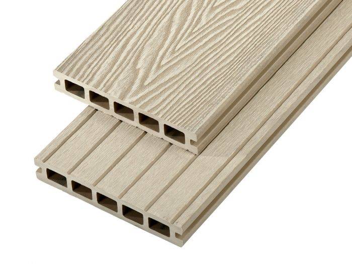 Woodgrain Effect Hollow Domestic Grade Composite Decking Board 4000mm x 150mm x 25mm - Ivory | Compare The Build