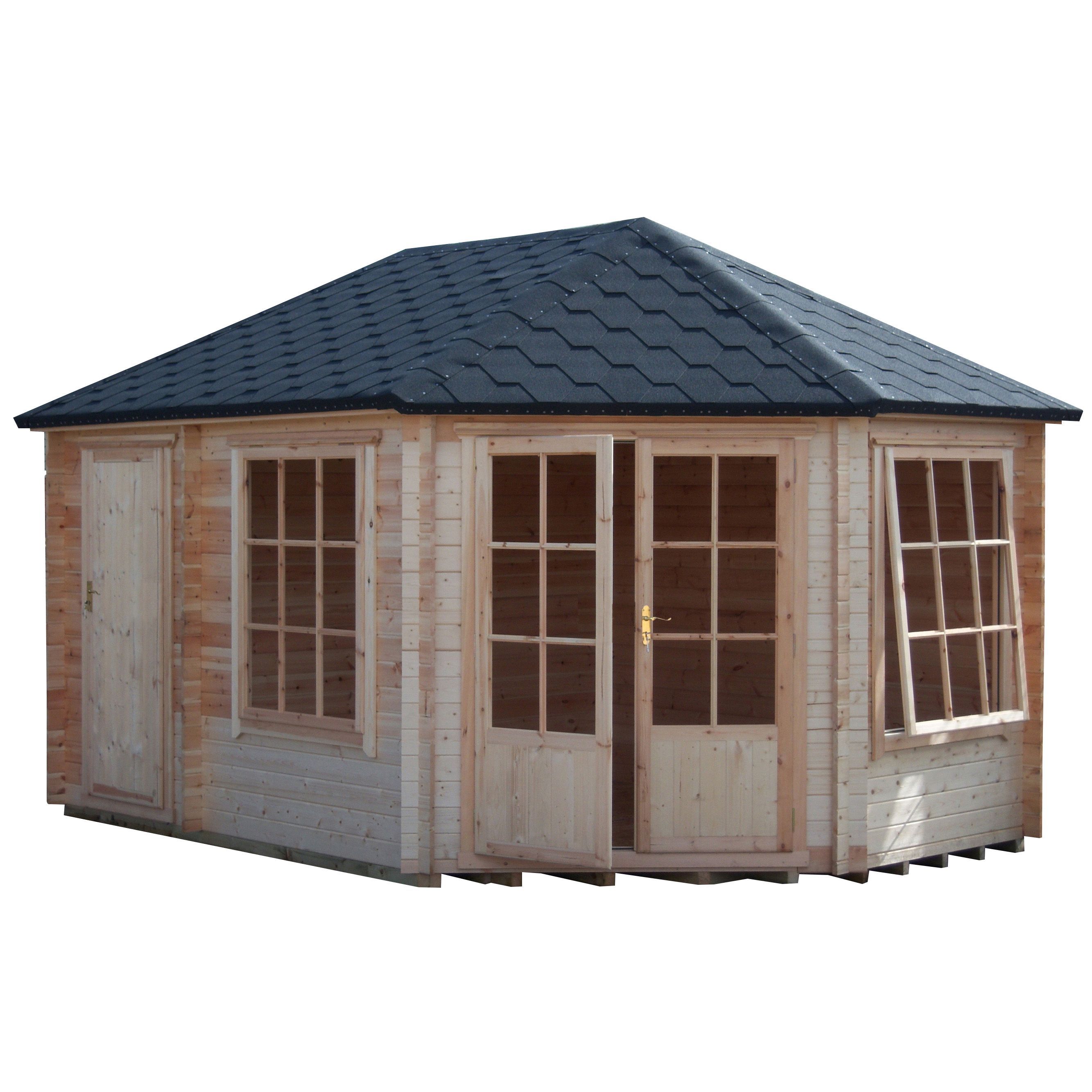 Shire Leygrove 14X10 Toughened Glass Apex Tongue & Groove Wooden Cabin Price Comparisons | Compare The Build