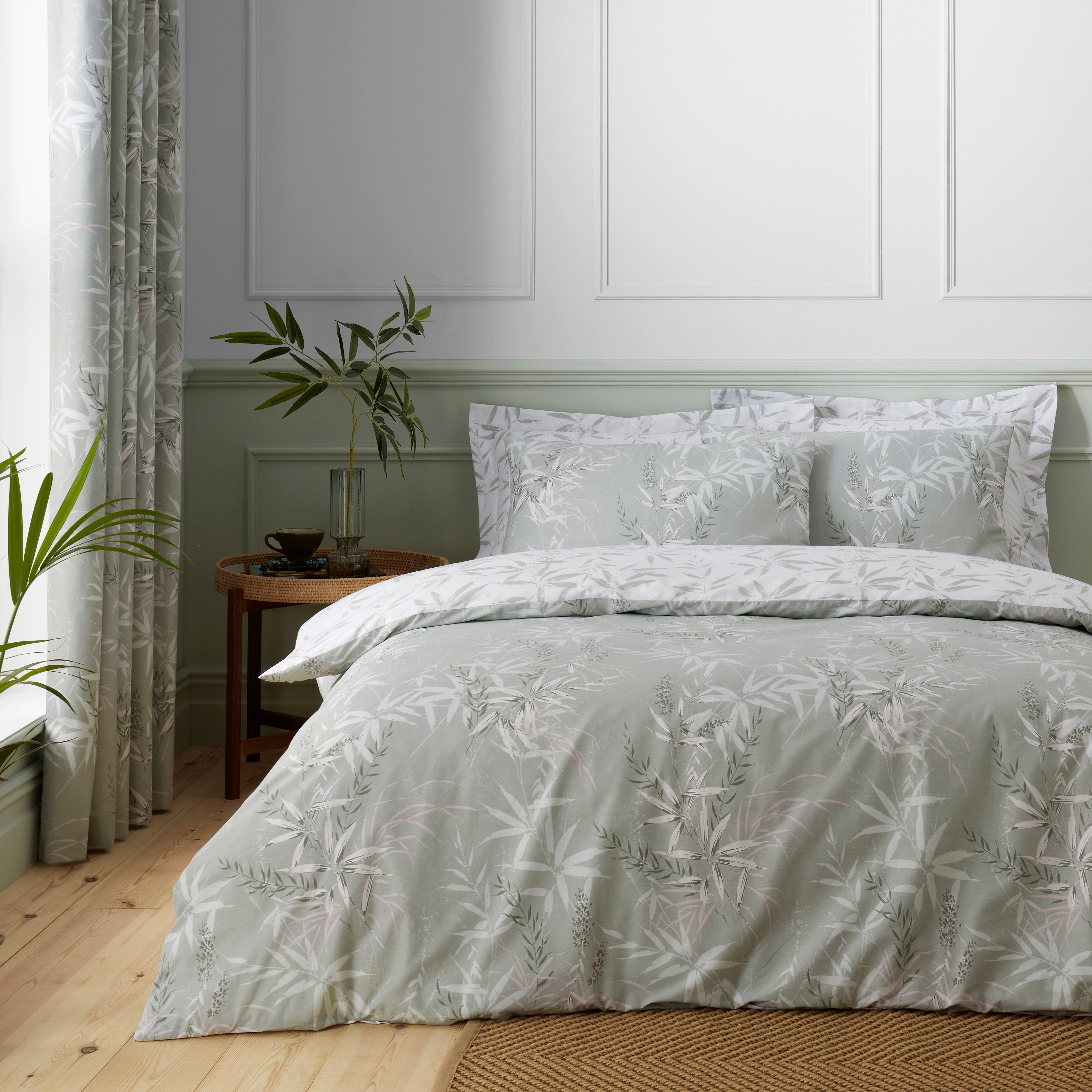 Sophia Sage Shadow Bamboo Duvet Cover and Pillowcase Set Sage (Green) Price Comparisons | Compare The Build