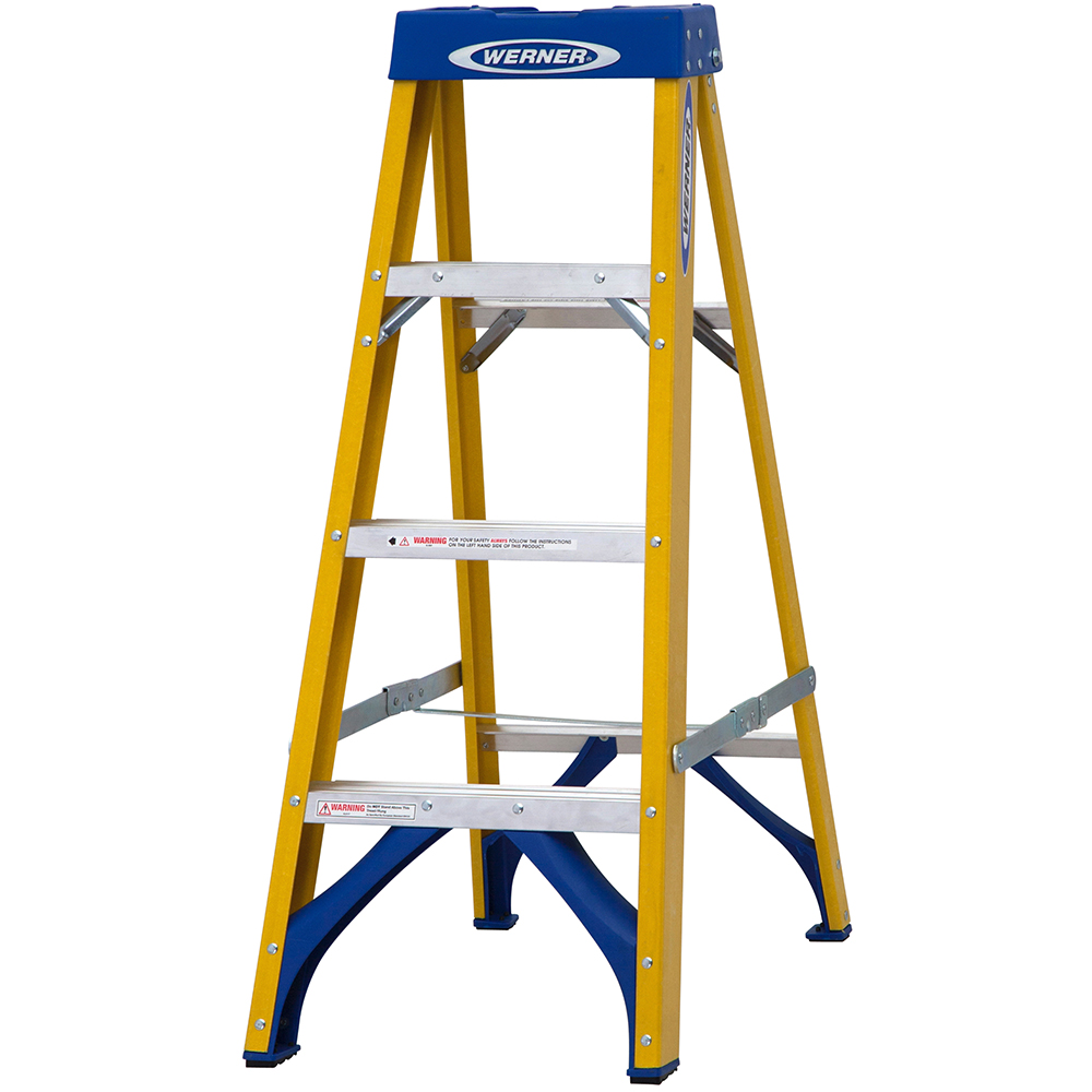 Werner 7160418 Fibreglass Swingback Stepladder Trade 4 Tread | Compare The Build