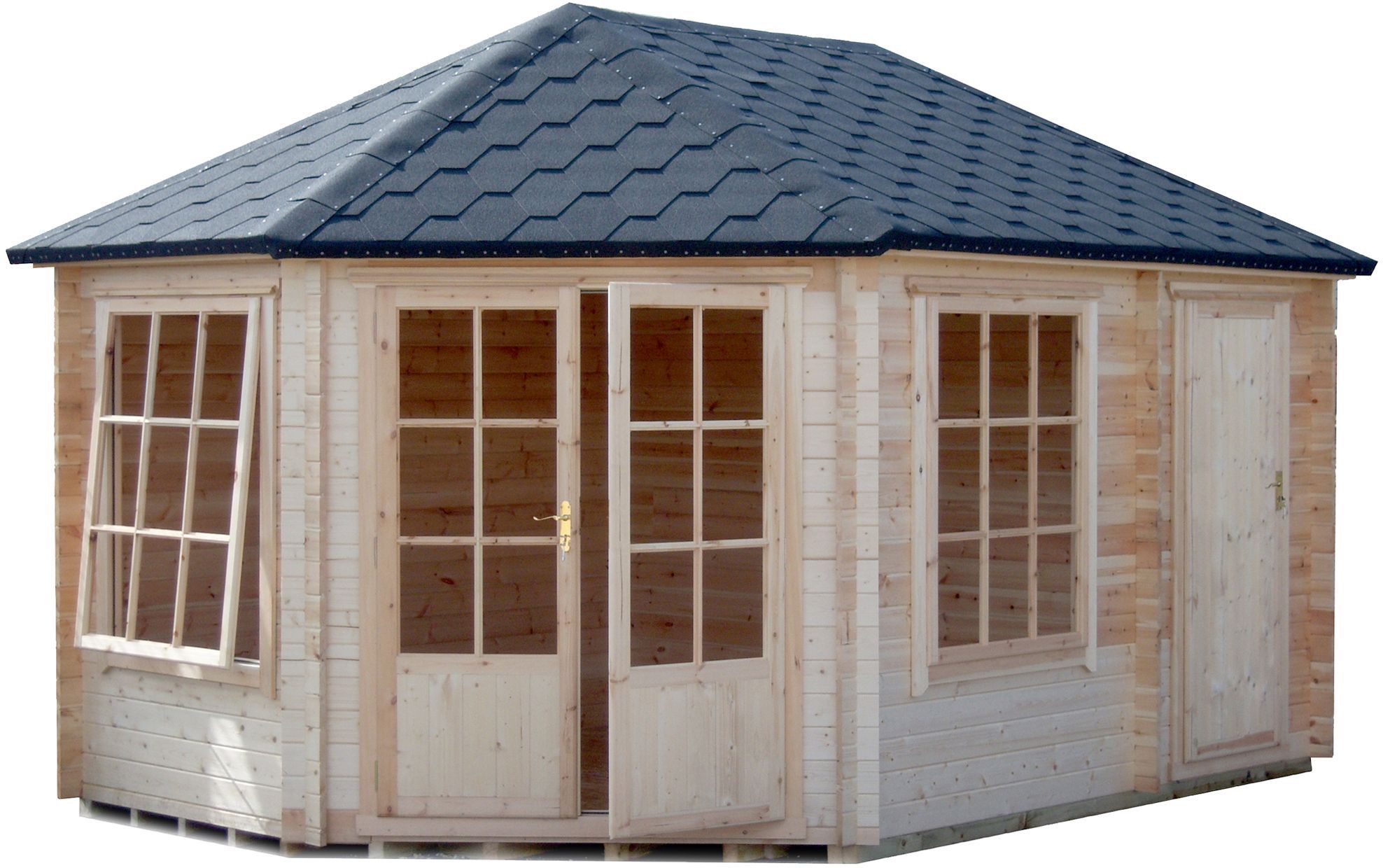 Shire Rowney 14X10 Toughened Glass Apex Tongue & Groove Wooden Cabin Price Comparisons | Compare The Build