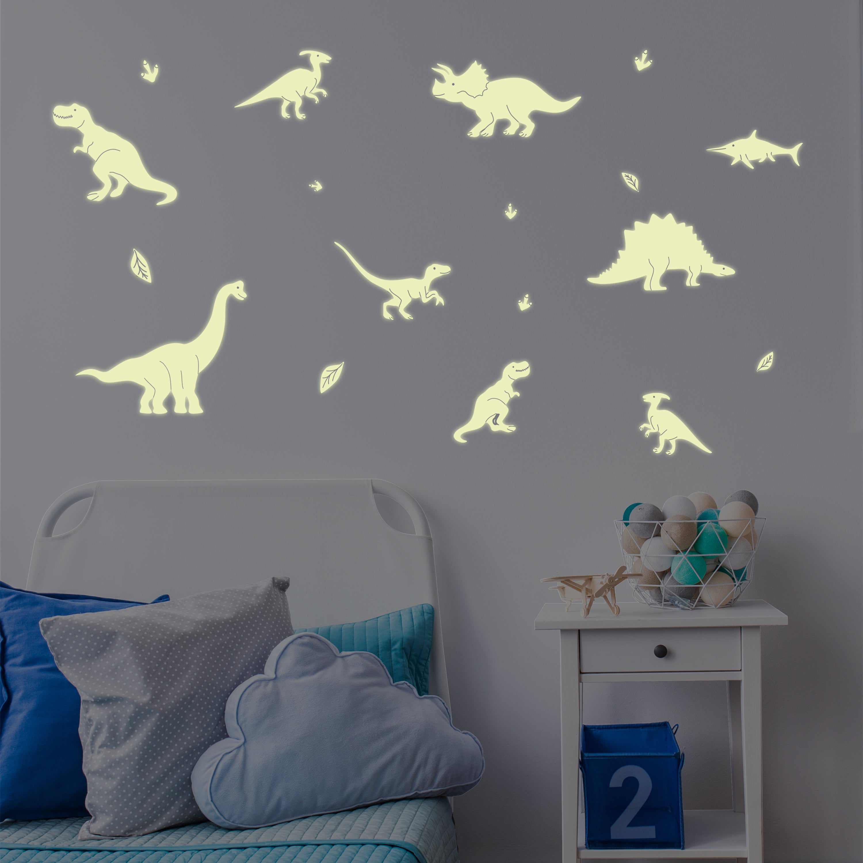 Glow in the Dark Dino Small Wall Sticker Navy Price Comparisons | Compare The Build