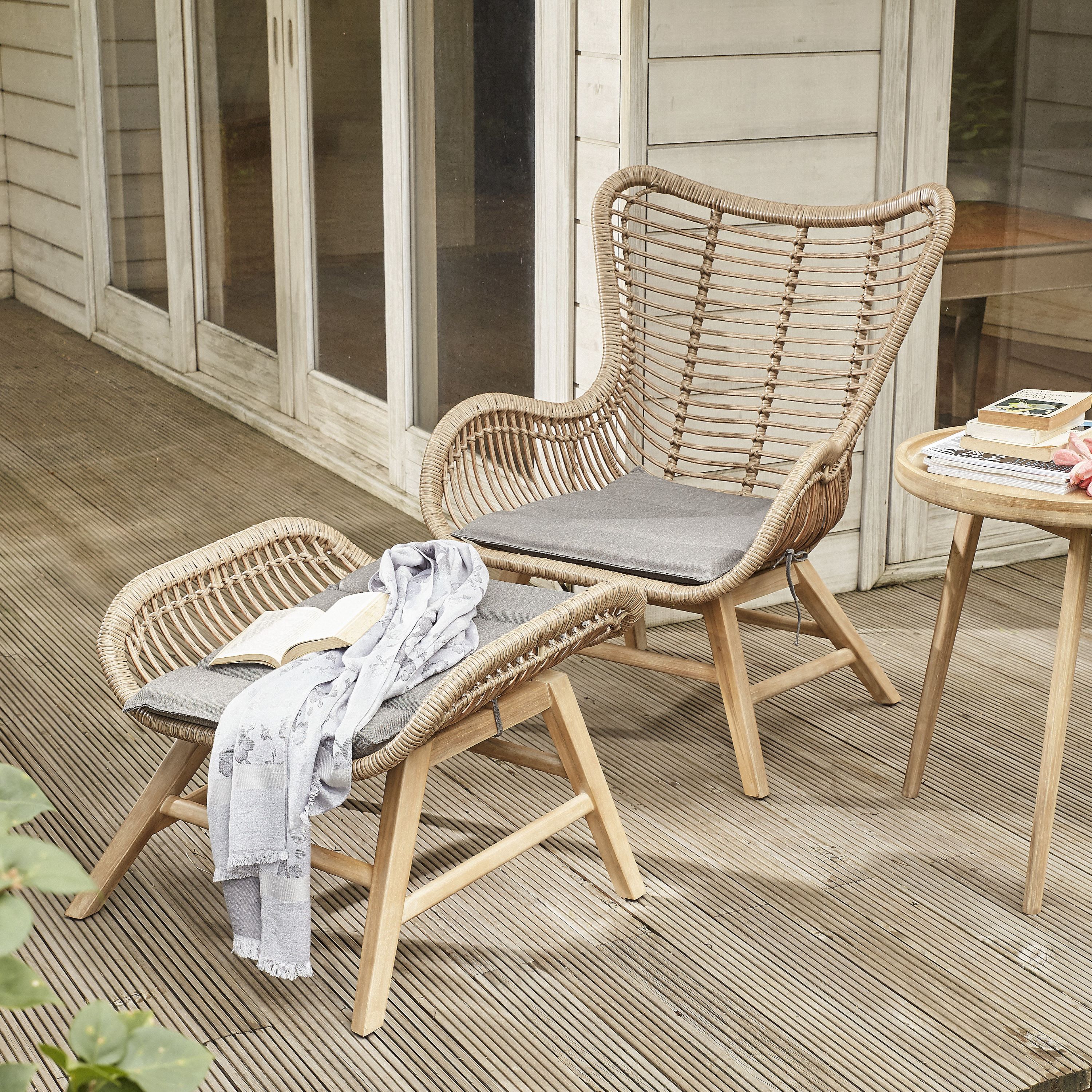 Aurora Garden Chair and Footstool Set Taupe Price Comparisons | Compare The Build