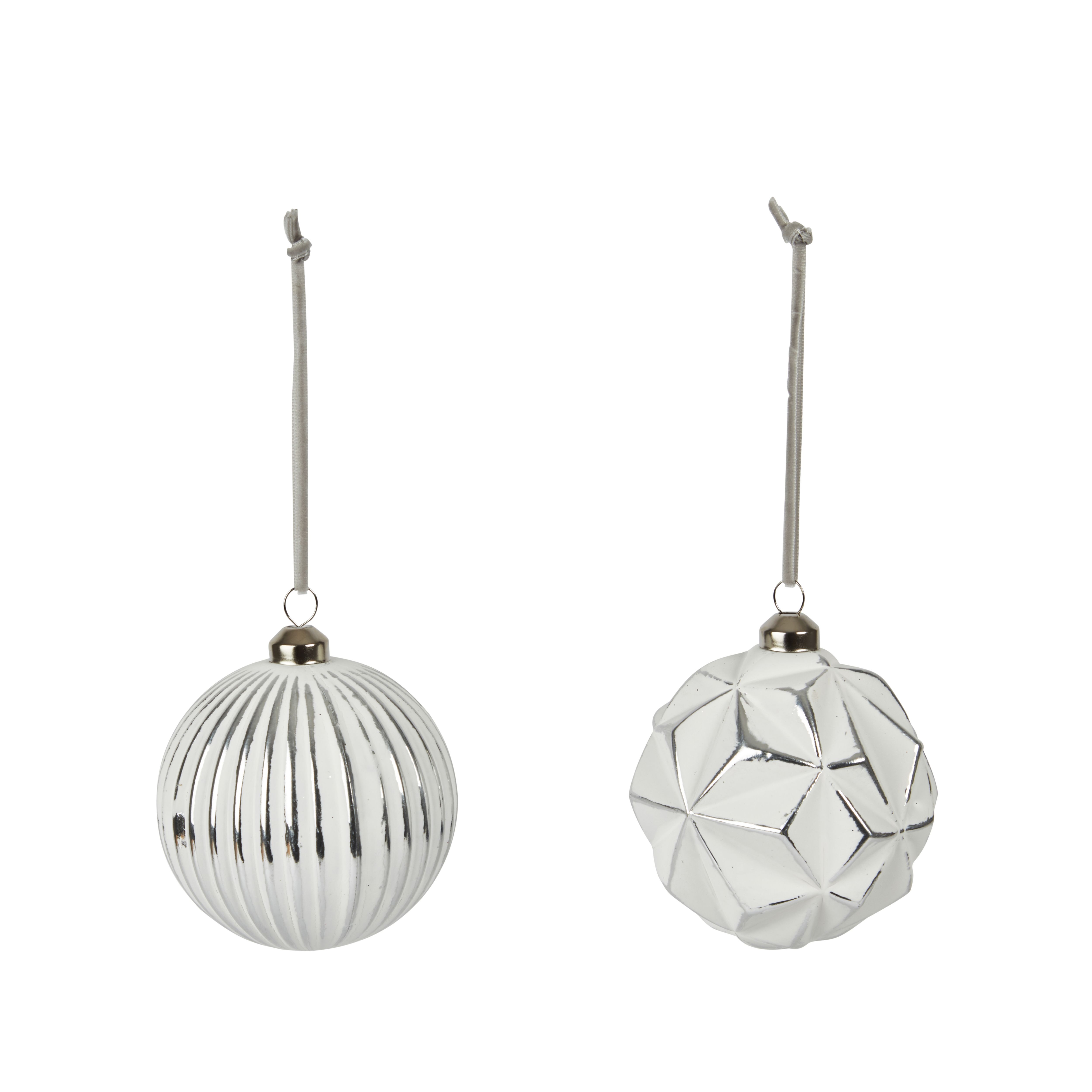 Assorted White Distressed Effect Bubble Bauble, Set Of 2 Price Comparisons | Compare The Build