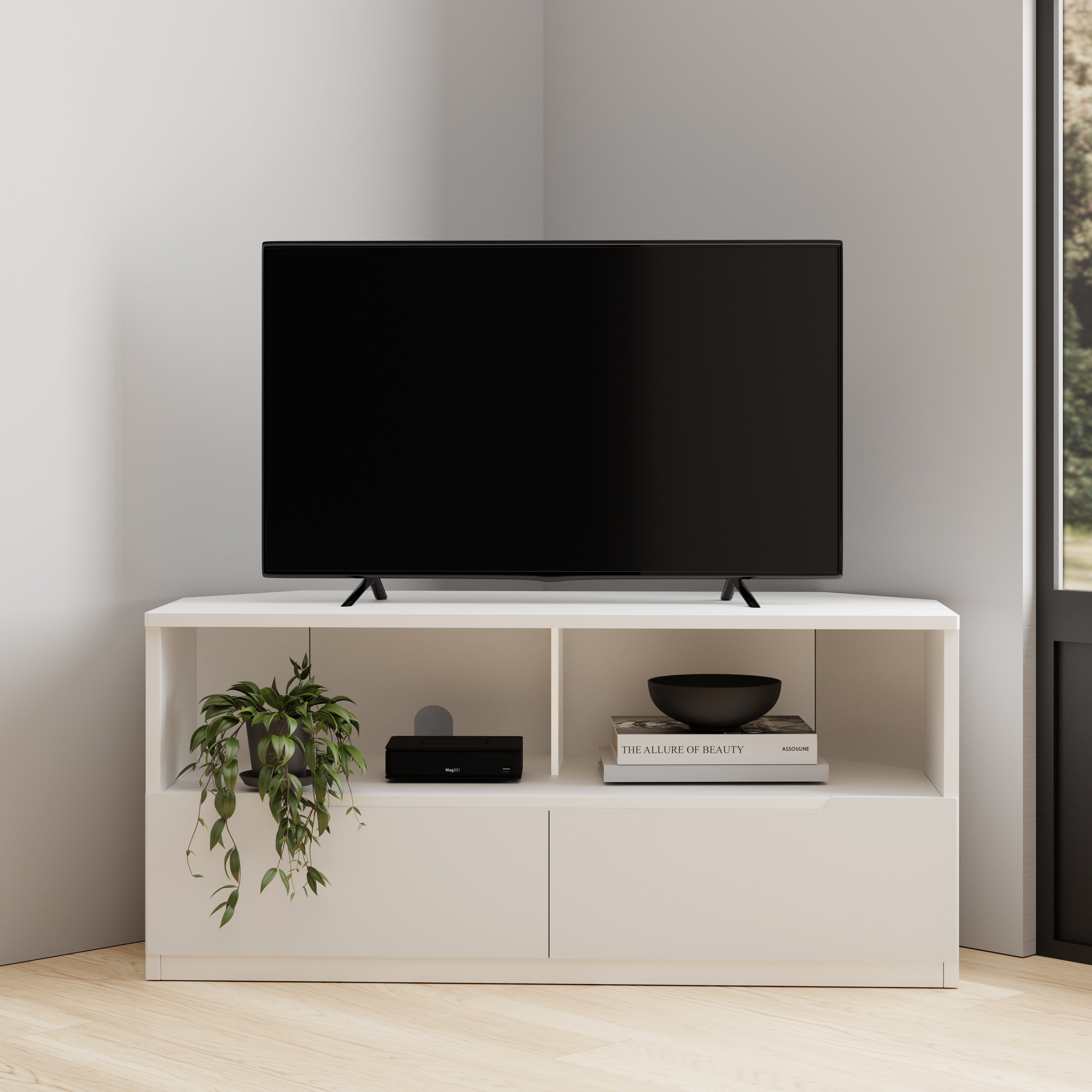 Larson Corner TV Unit White White Price Comparisons | Compare The Build