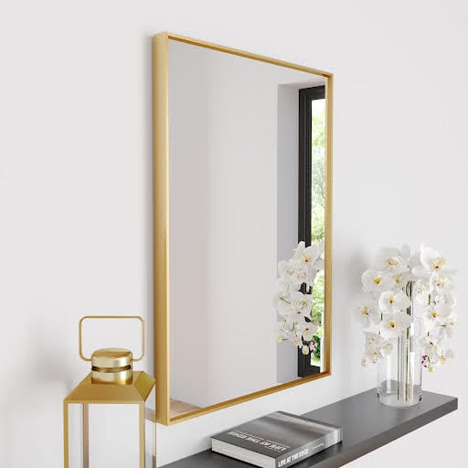 Vasari Rectangular Brushed Brass Framed Mirror 700 x 500mm | Compare The Build