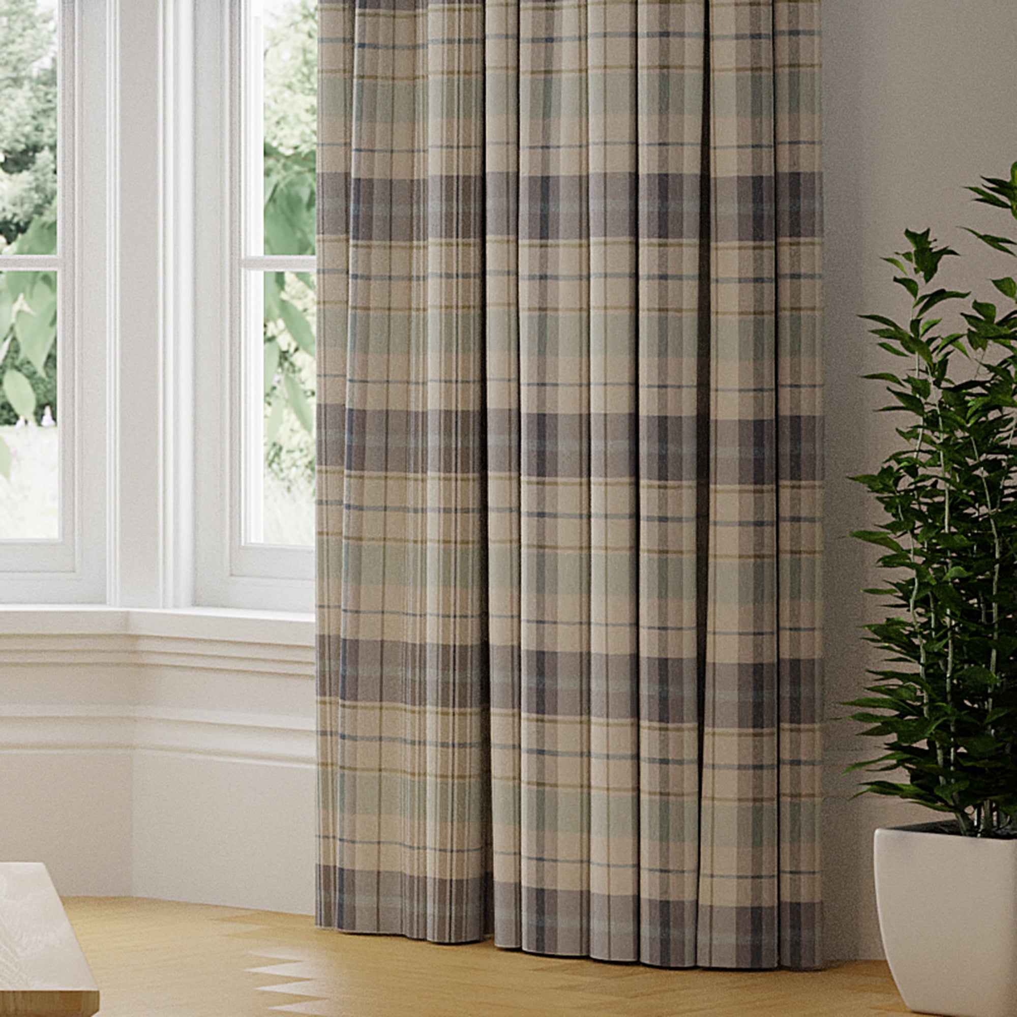 Nevis Check Made to Measure Curtains blue Price Comparisons | Compare The Build