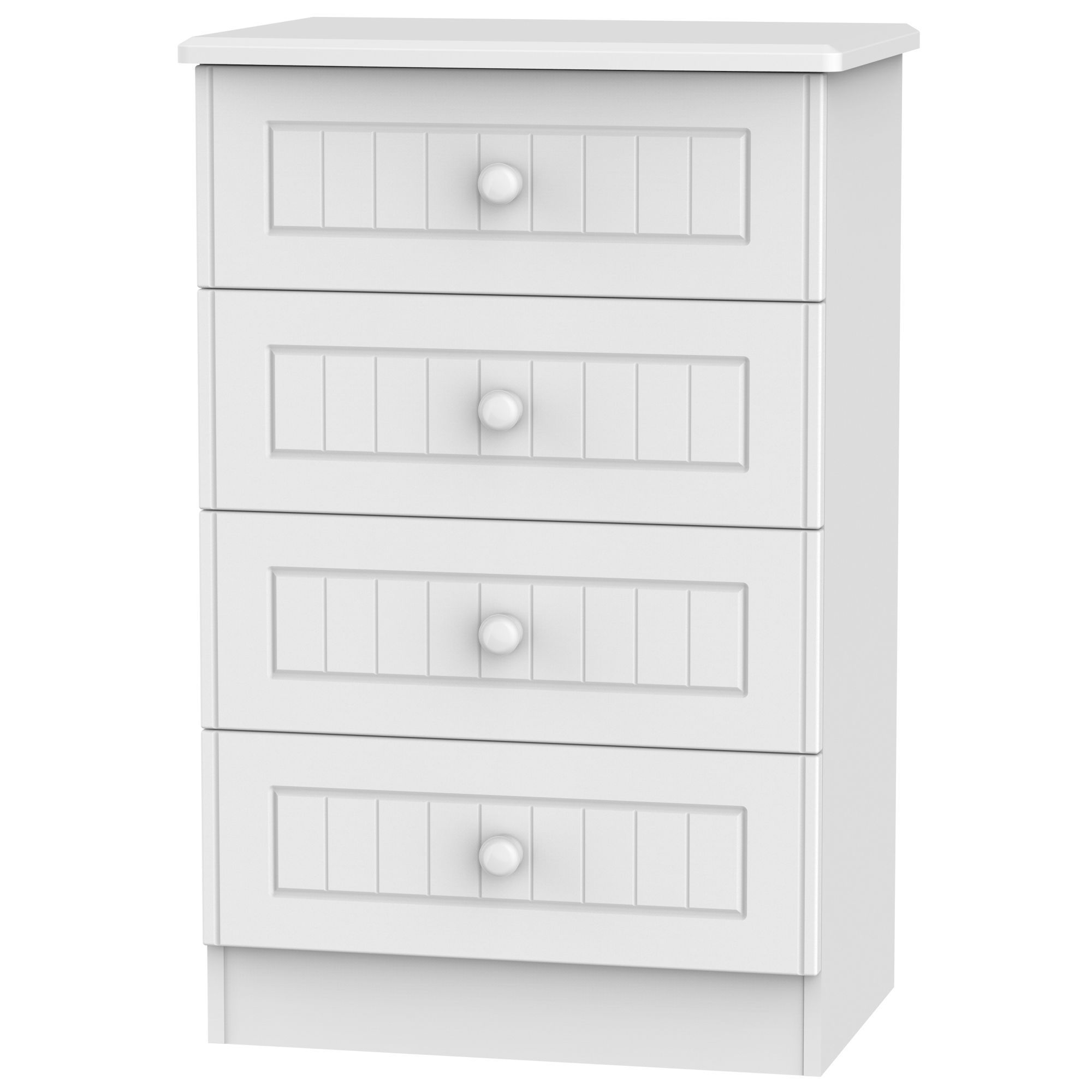 Warwick Matt White 4 Drawer Midi Chest (H)885mm (W)580mm (D)415mm Price Comparisons | Compare The Build