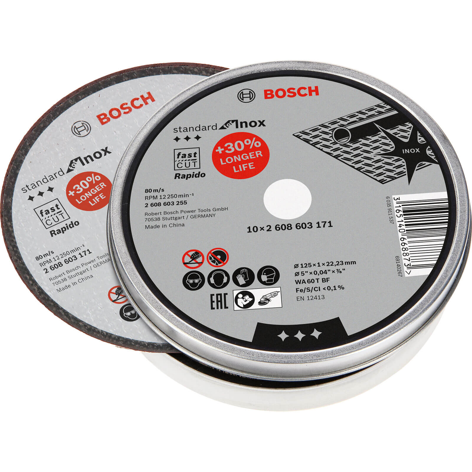 Bosch Rapido Thin Inox Stainless Steel Cutting Disc 125mm Pack of 10 Price Comparisons | Compare The Build