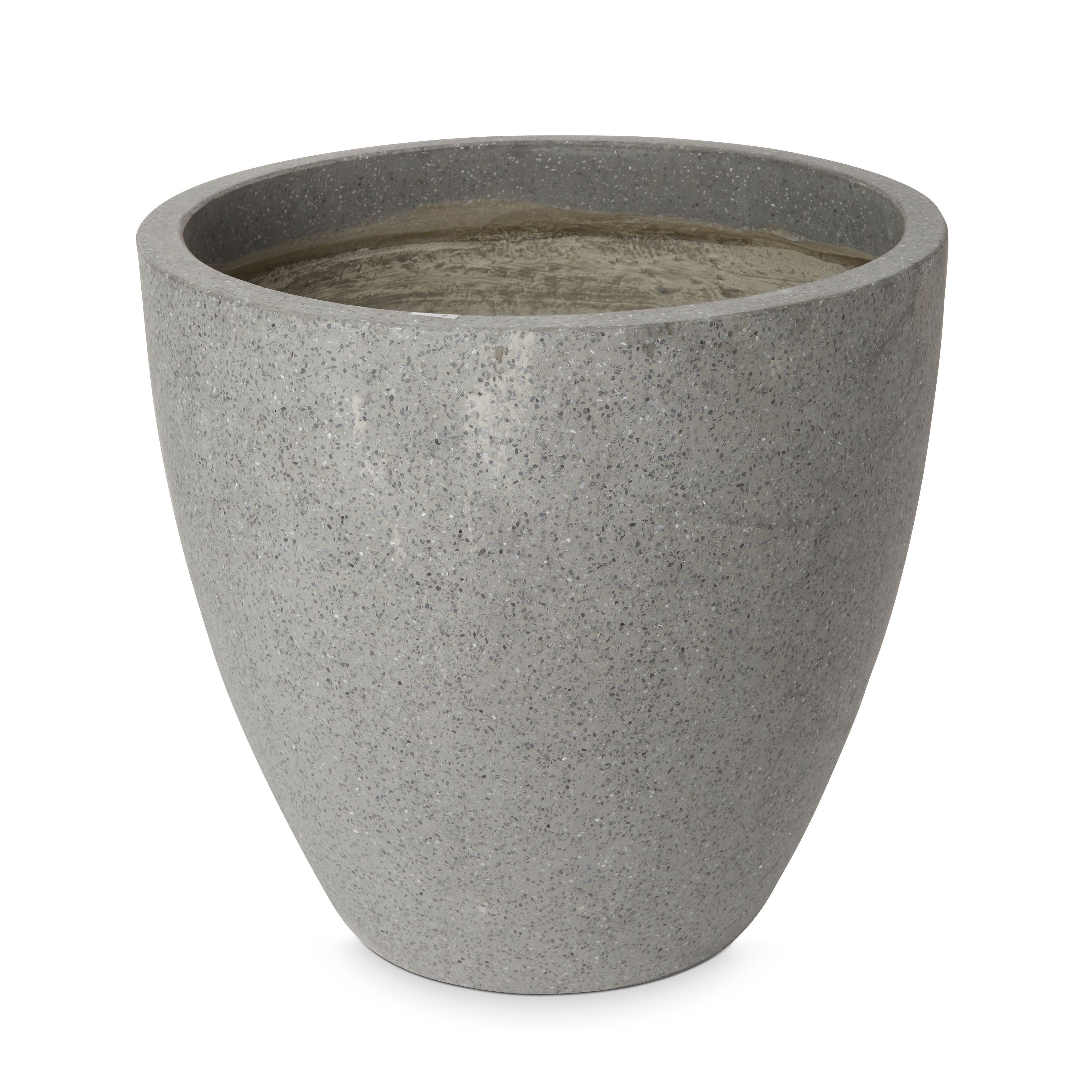 Blooma Hoa Dark Grey Concrete Effect Fibreclay Circular Plant Pot (Dia)50Cm | Compare The Build