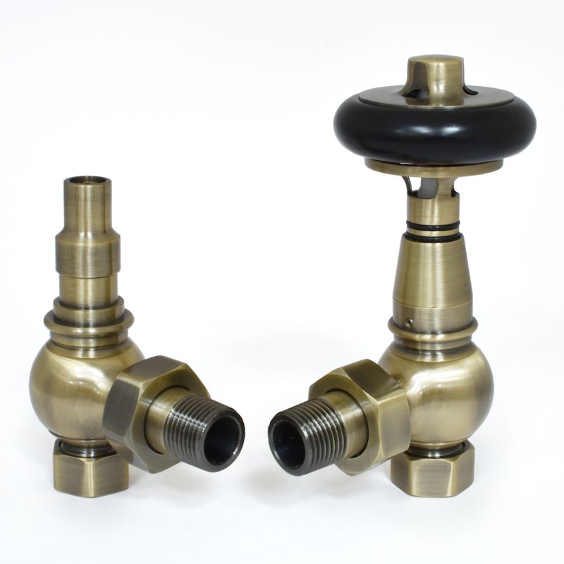 West Thermostatic Valves, Amberley, Antique Brass Angled - 10mm | Compare The Build