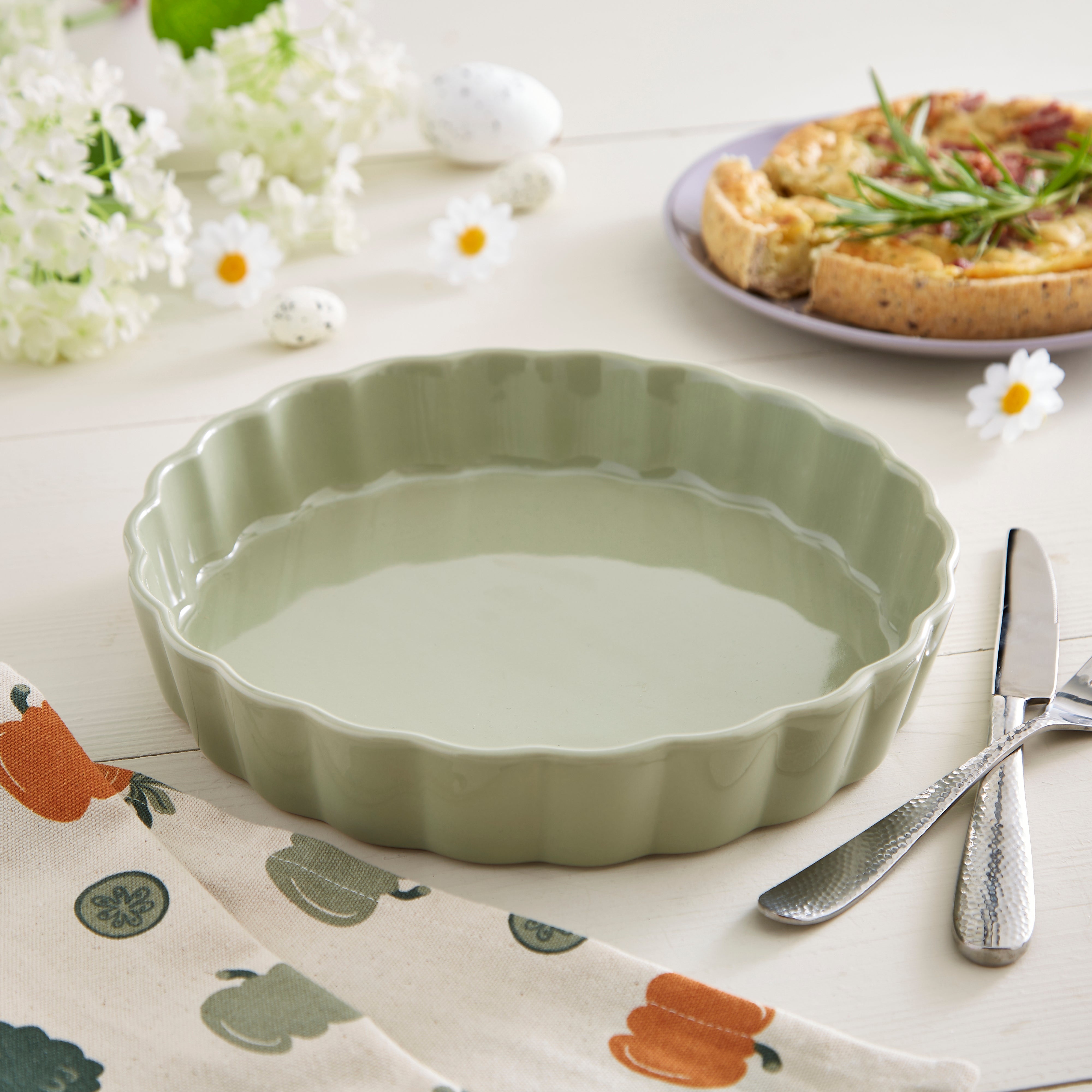 Round Stoneware Roasting Dish 24cm Sage (Green) Price Comparisons | Compare The Build