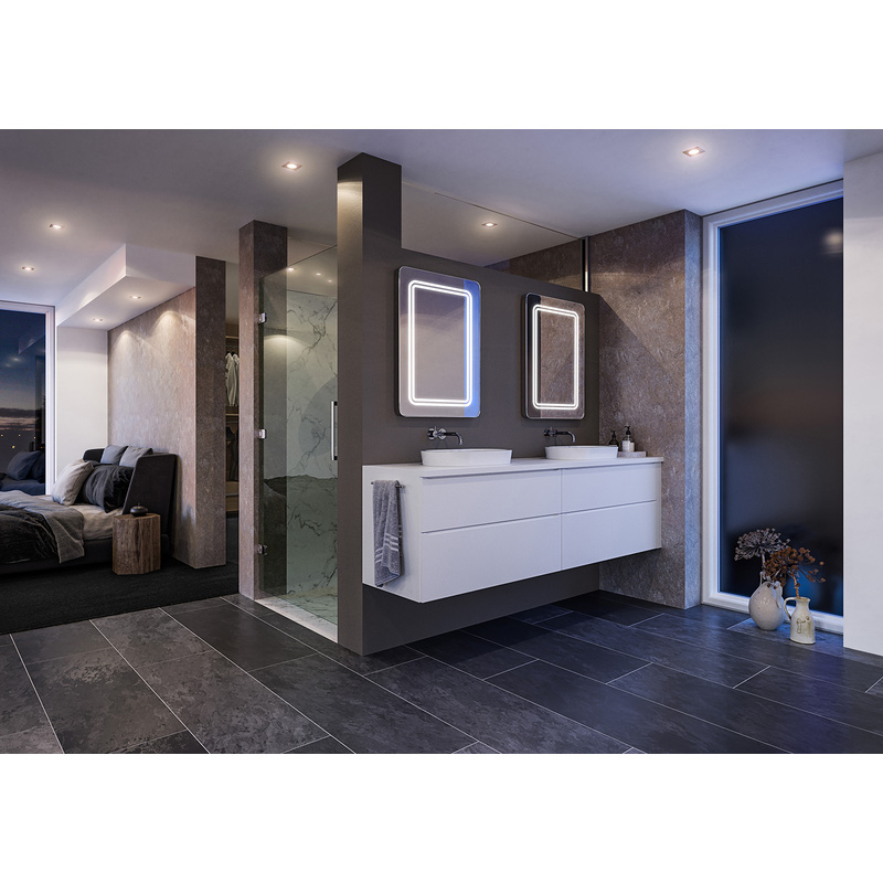 Sensio Shannon LED Bathroom Mirror Cool 700 x 500mm in White Mirrored Glass | Compare The Build