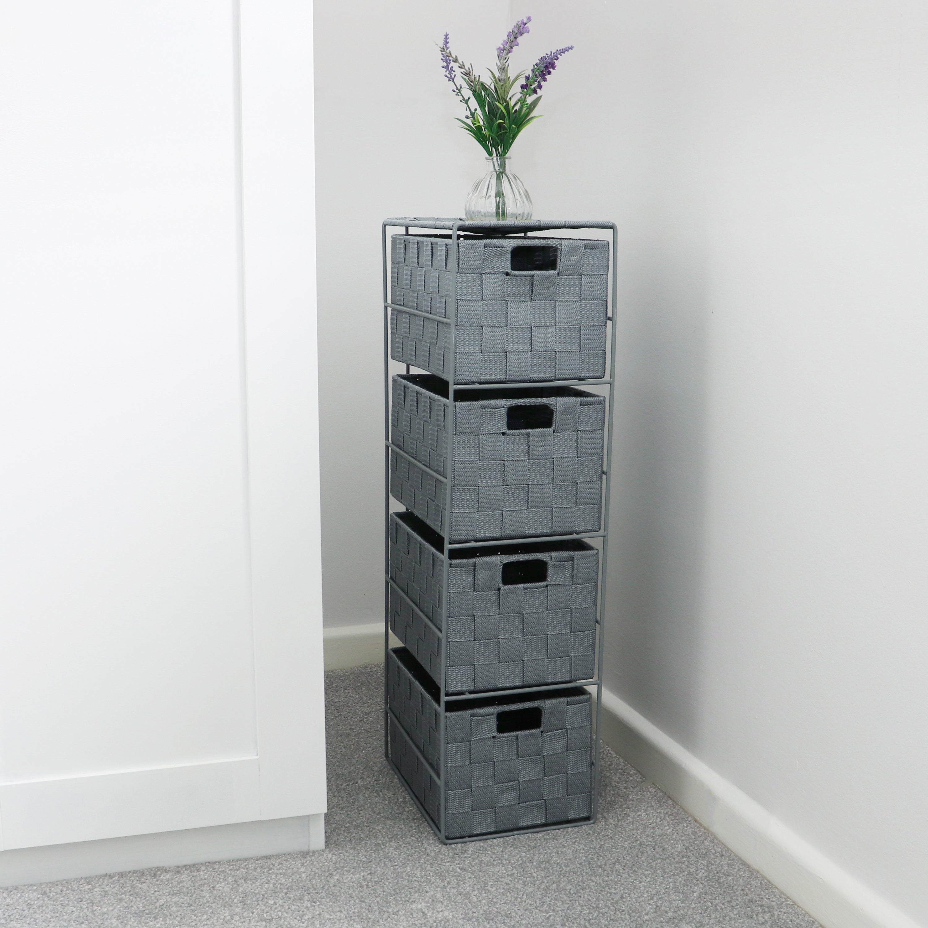 JVL Vichy 4 Drawer Narrow Storage Tower Grey Price Comparisons | Compare The Build