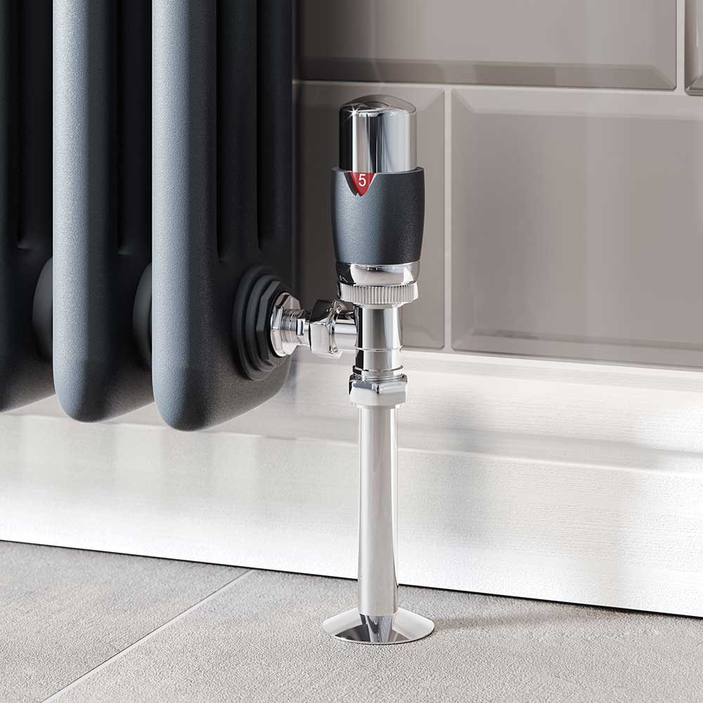 Trade Direct Thermostatic Valves, Modern, Anthracite/Chrome Angled | Compare The Build