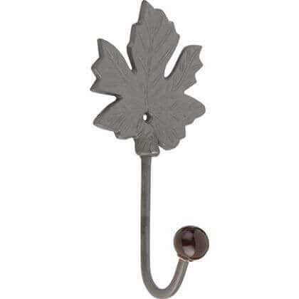 Dark Grey Ceramic Tipped Single Wide Hook on Leaf Design - Wall/Door Moutable - Decohooks | Compare The Build