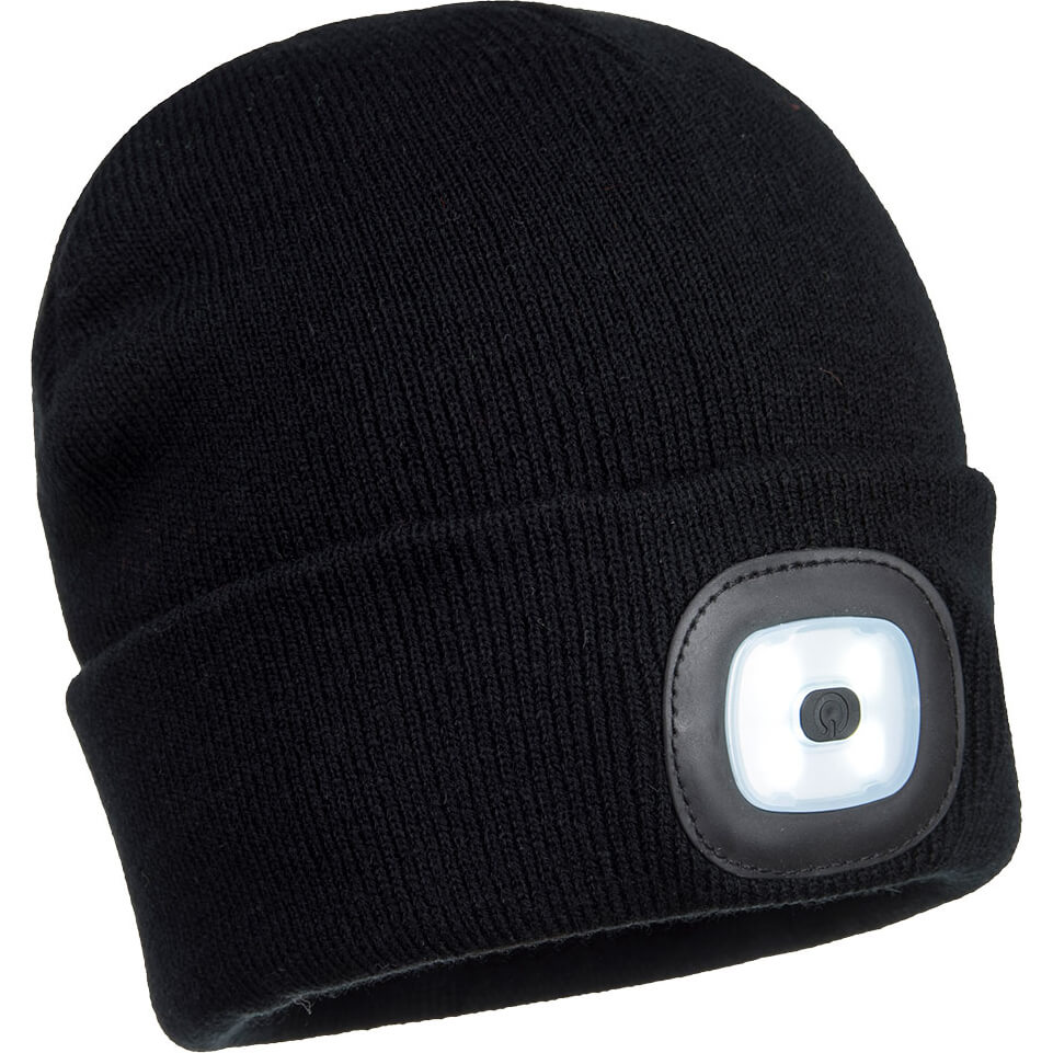 Beanie Hat With Rechargeable Twin LED Head Light Black | Compare The Build