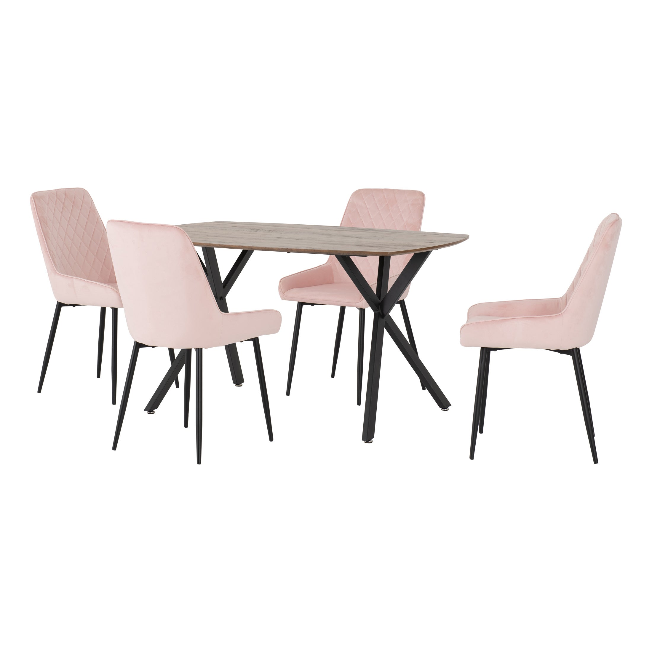 Athens Rectangular Oak Effect Dining Table with 4 Avery Pink Dining Chairs Pink Price Comparisons | Compare The Build