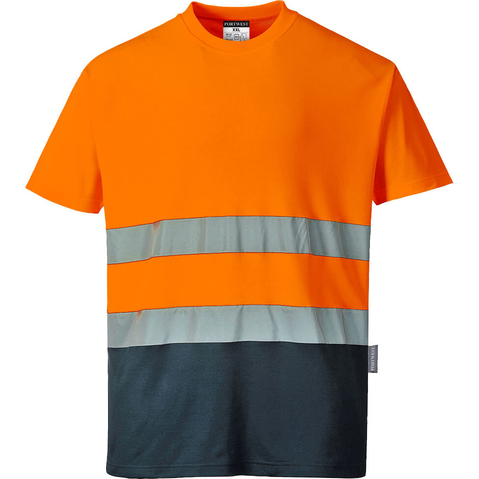 Portwest Two Tone Cotton Comfort Hi Vis T Shirt Orange / Navy XS Price Comparisons | Compare The Build