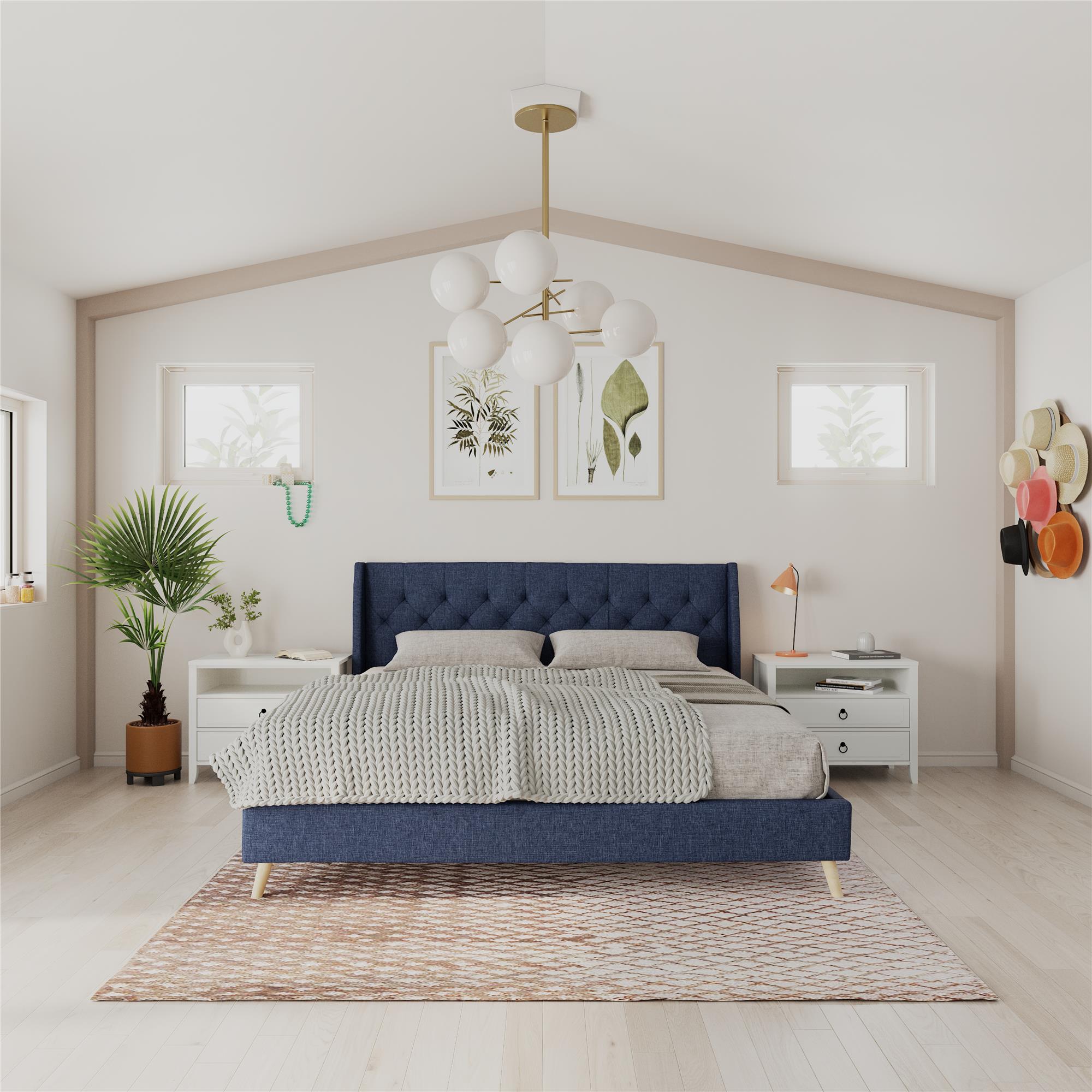 Novogratz Her Majesty Linen Bed Blue Price Comparisons | Compare The Build