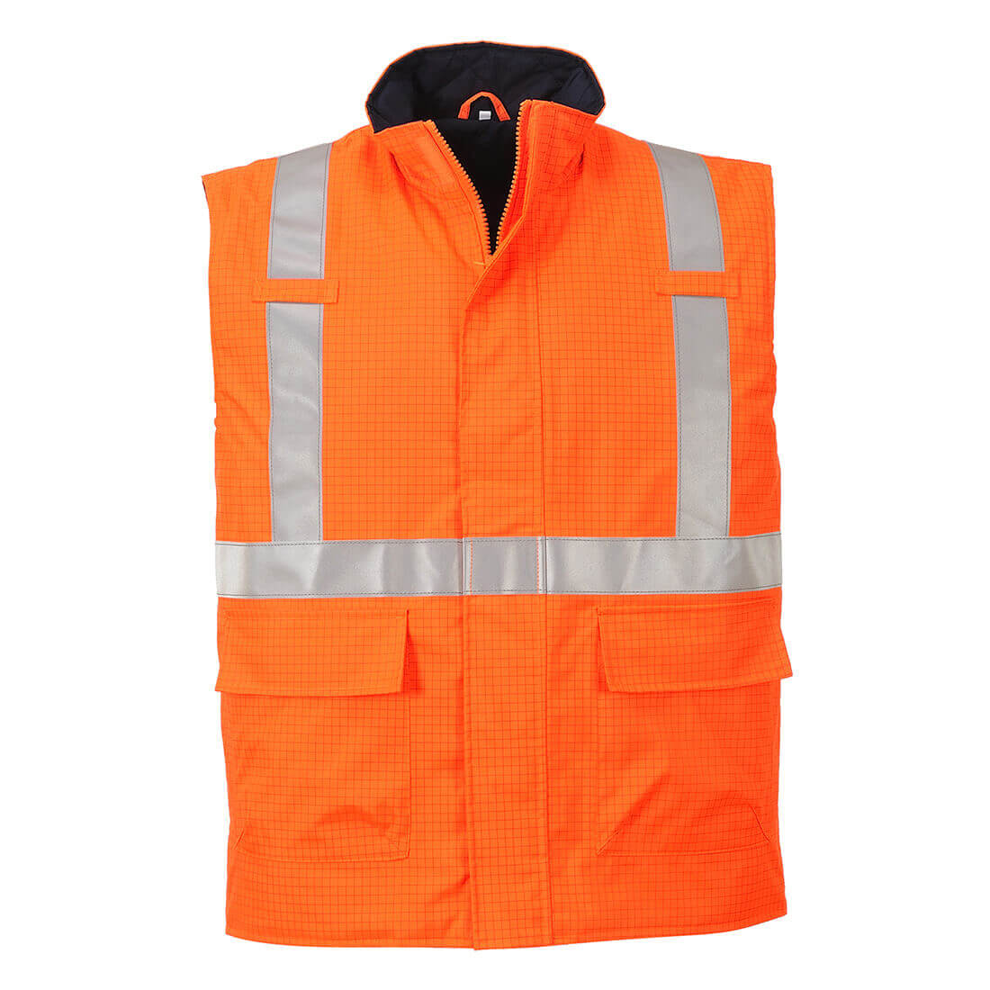 Biz Flame Hi Vis Flame Resistant Rain Bodywarmer Orange M | Compare The Build