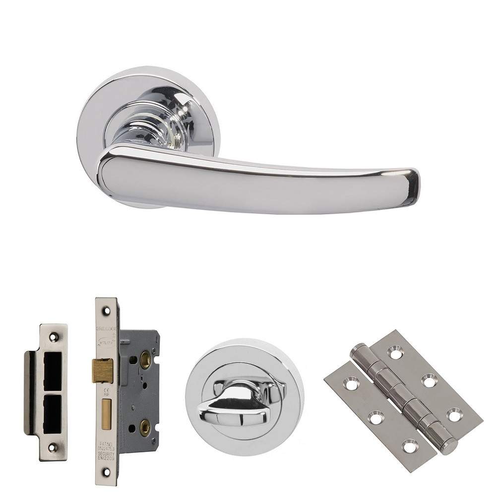 XL Joinery Morava Polished Chrome Bathroom Lock Door Handle Pack - 75mm MORAVABP75 | Compare The Build