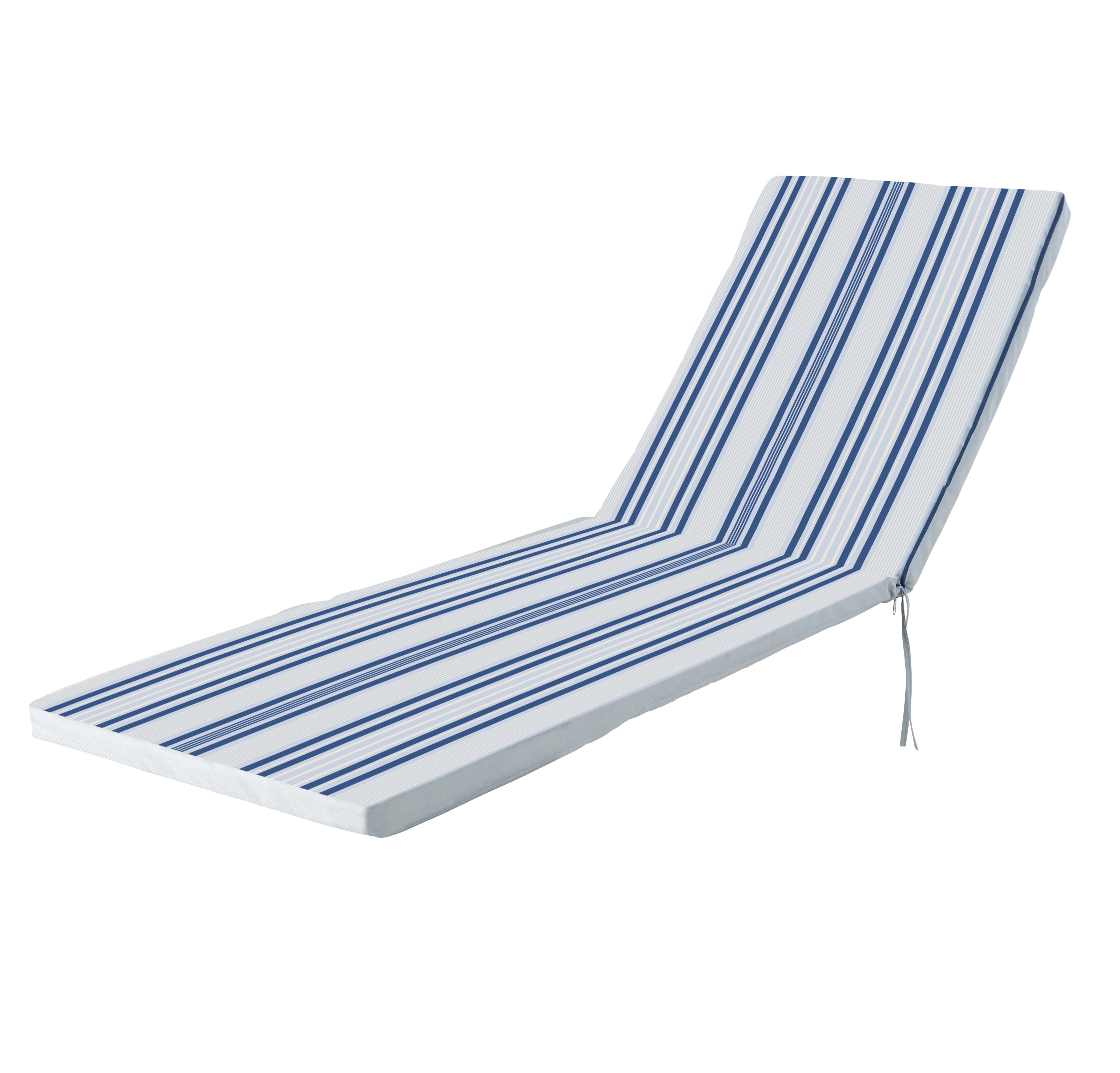 GoodHome Isla Striped Blue Sunlounger Cushion (L)190Cm X (W)55Cm | Compare The Build