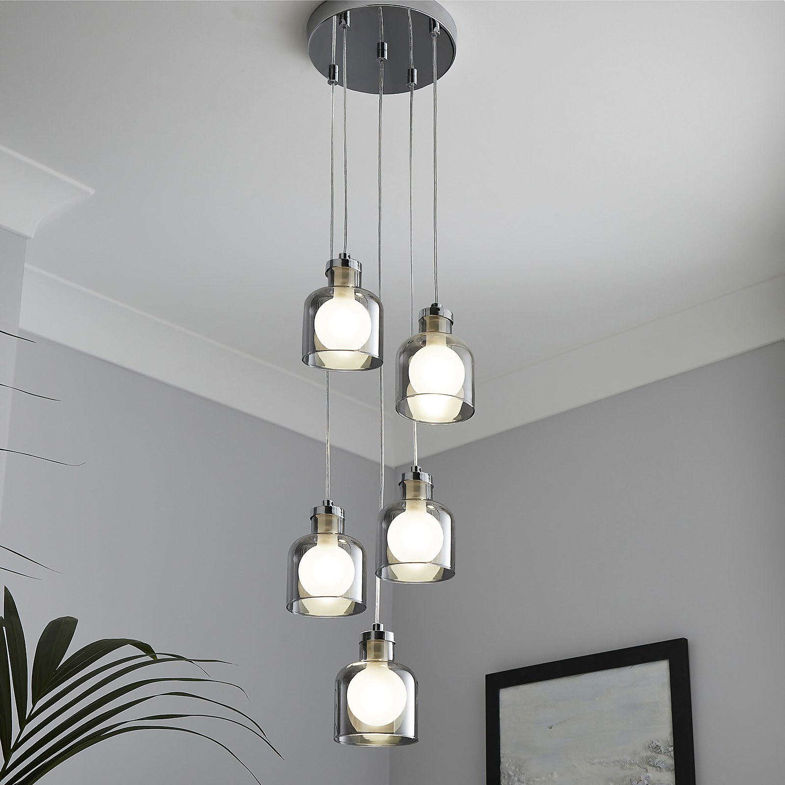 Jinx 5 Light Cluster Pendant - Smoked Glass | Compare The Build