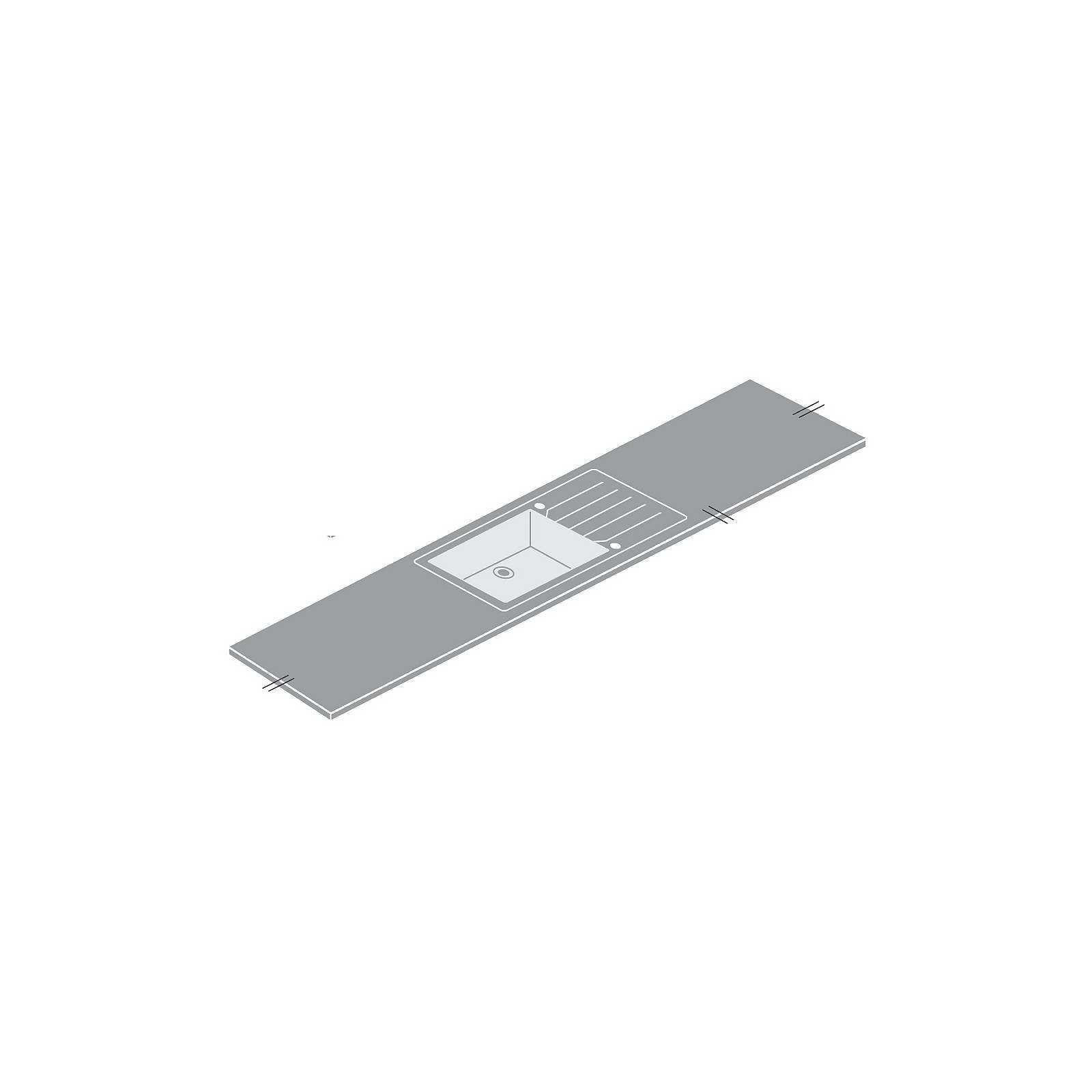 Minerva Ice Blue Kitchen Sink Worktop - Super Large Left Hand Bowl - 305 x 65 x 2.5cm Price Comparisons | Compare The Build