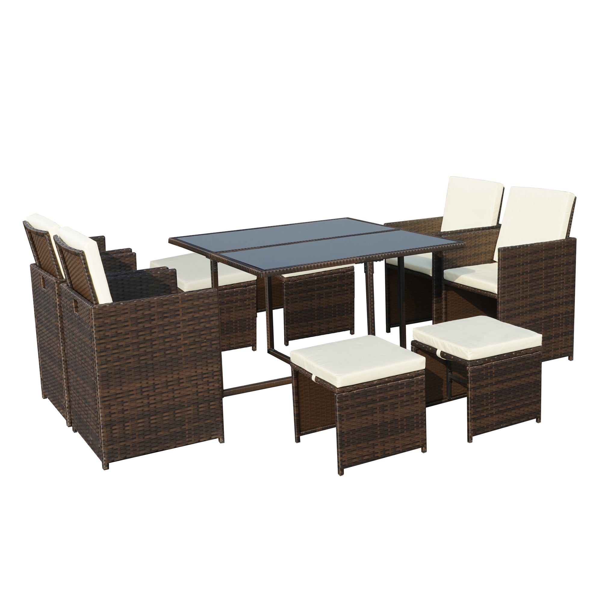 Cannes 8 Seater Brown Cube Set Brown/Cream | Compare The Build