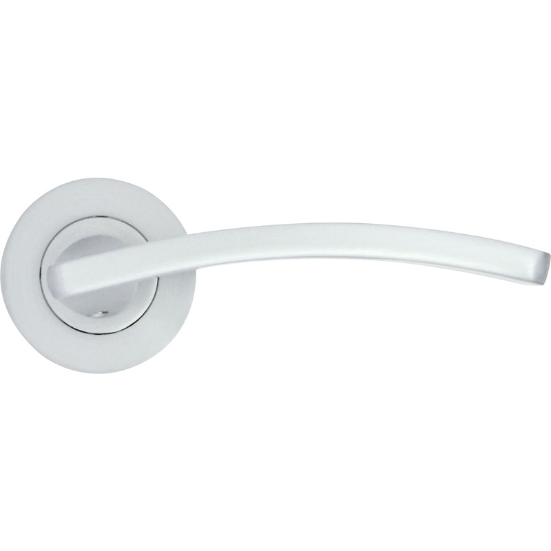 Stanza Toledo on Rose Door Handles Satin (Pair) in Chrome Aluminium Price Comparisons | Compare The Build