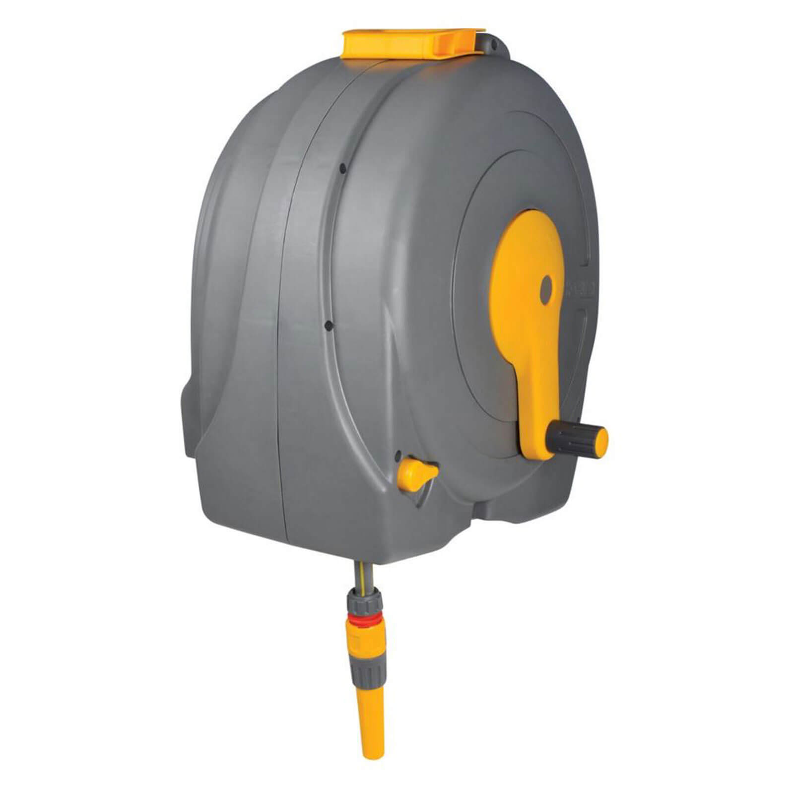 Hozelock Wall Mounted Fast Hose Reel 1/2" / 12.5mm 40m Grey & Yellow | Compare The Build