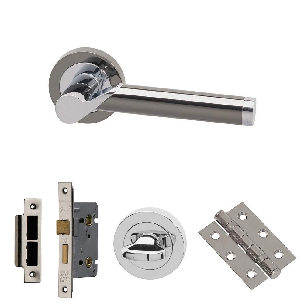 XL Joinery Timis Polished Chrome/Black Nickel Bathroom Lock Door Handle Pack - 75mm TIMISBP75 Price Comparisons | Compare The Build