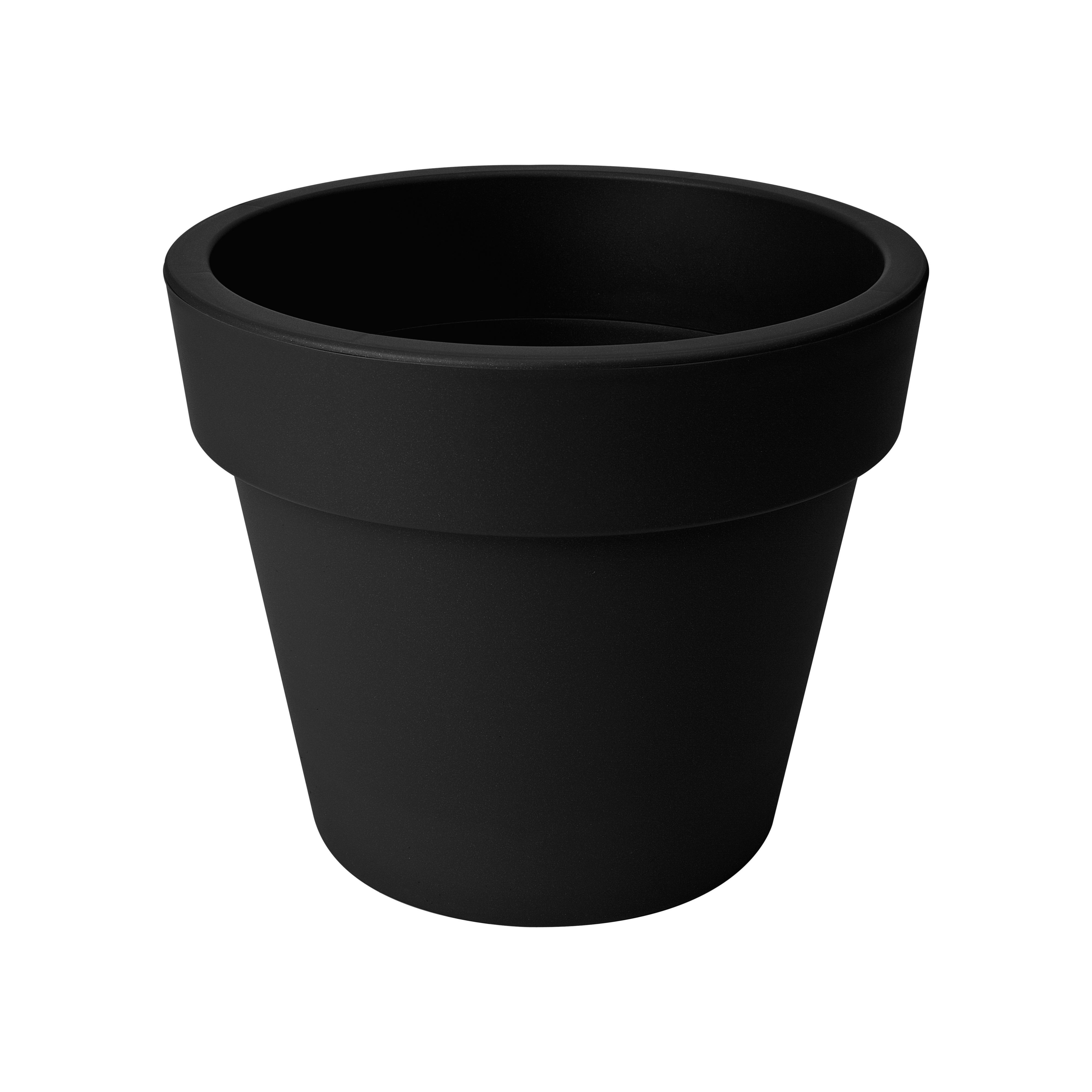 Elho Round Plastic Living Black Plant Pot (H)328mm (Dia)391mm Price Comparisons | Compare The Build