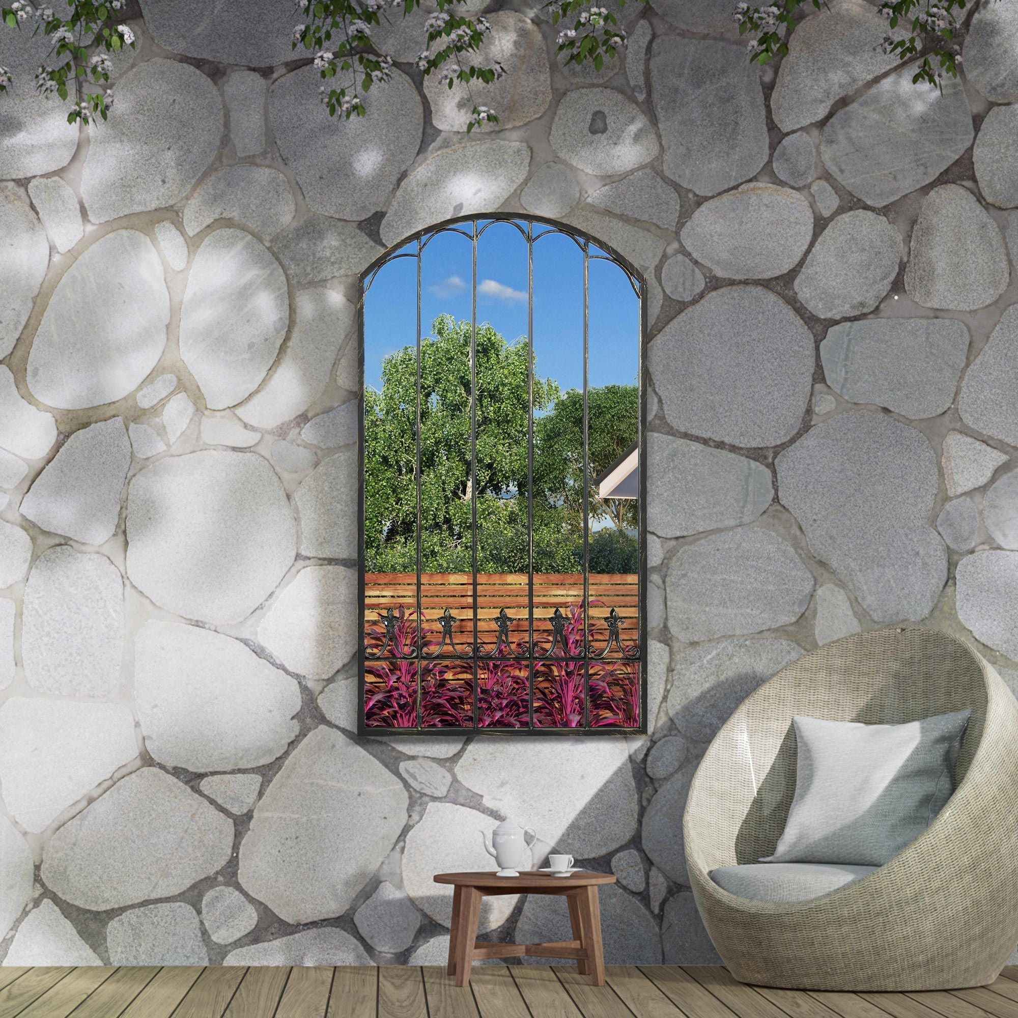 Summer View Garden Outdoor Mirror, 140x75cm Black Price Comparisons | Compare The Build