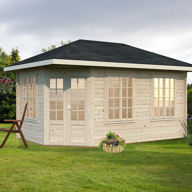 Palmako Melanie 4.5m x 2.8m Corner Log Cabin Summerhouse (44mm) Price Comparisons | Compare The Build