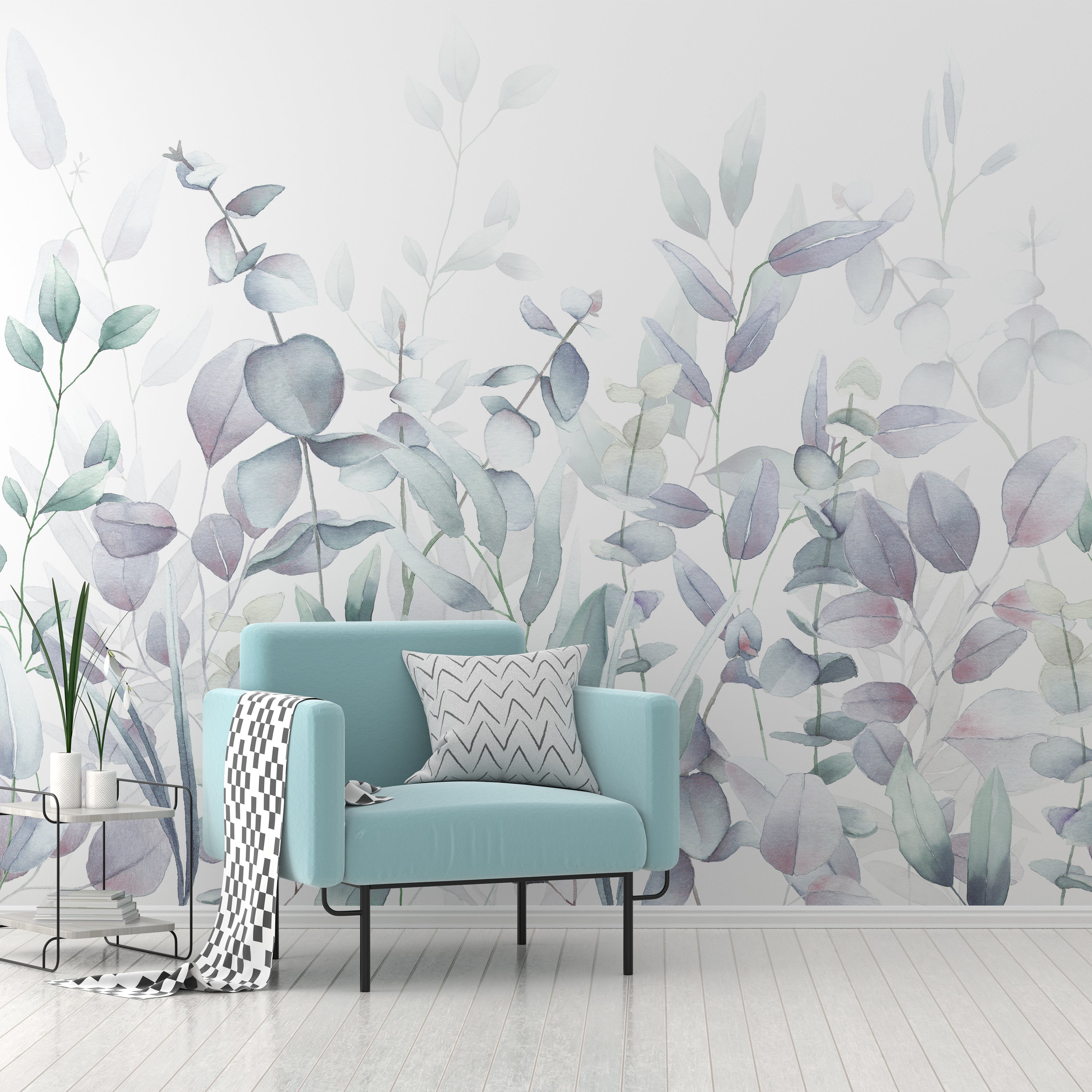 Watercolour Leaves Mural Lilac Price Comparisons | Compare The Build