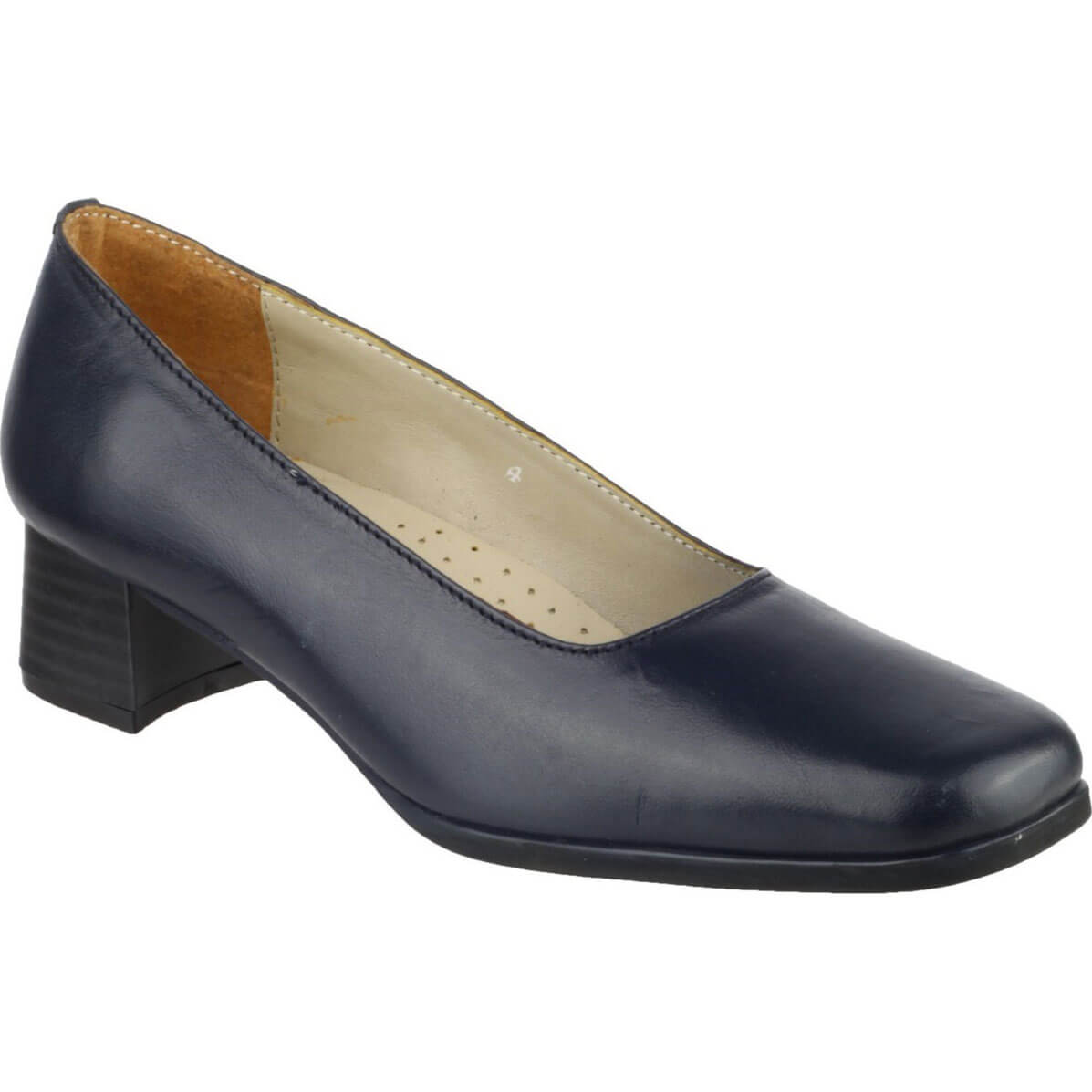 Amblers Walford Ladies Shoes Leather Court Navy Size 5.5 | Compare The Build