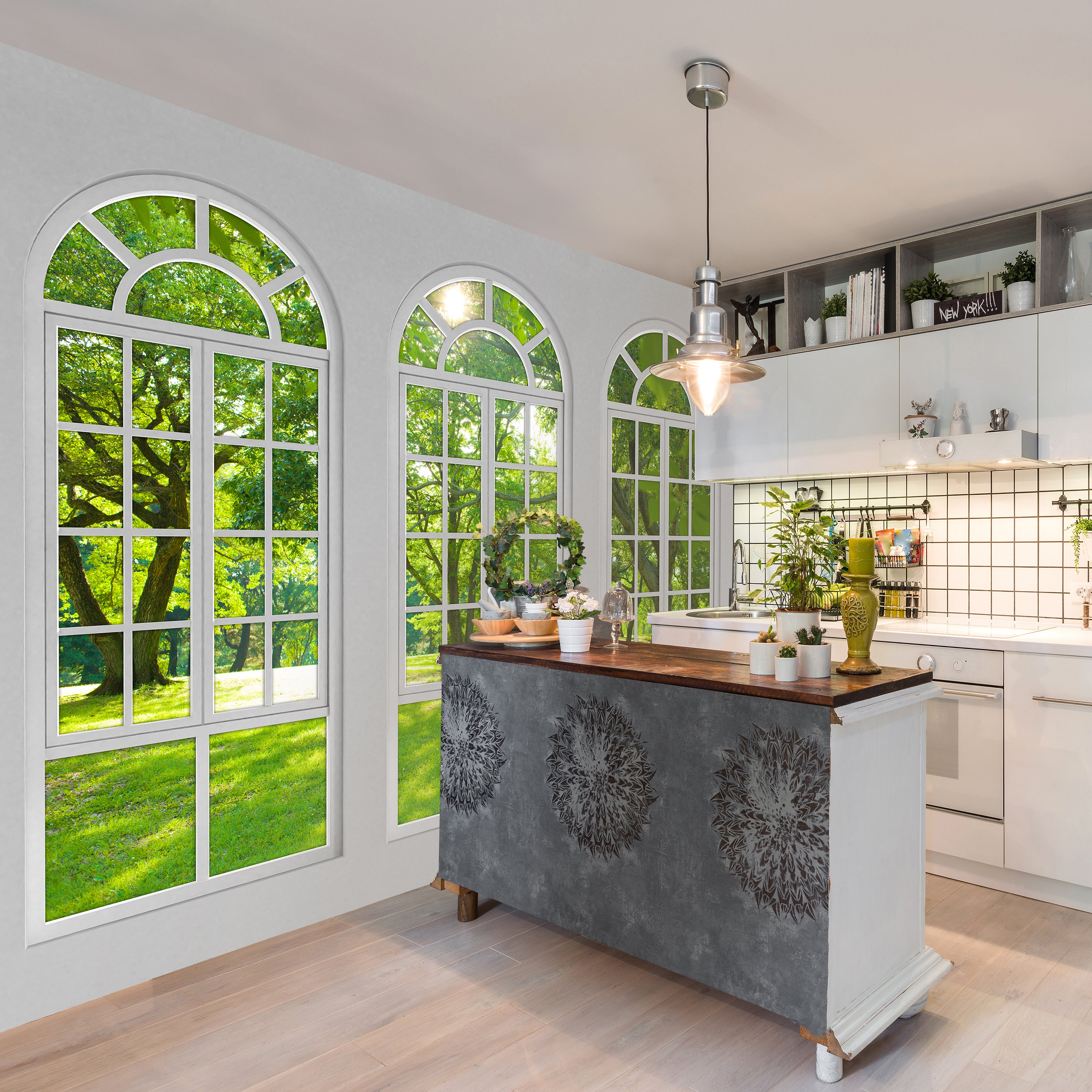 Arch Windows White Mural White Price Comparisons | Compare The Build