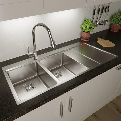 Sauber Stainless Steel Inset Double Kitchen Sink & Drainer RH | Compare The Build