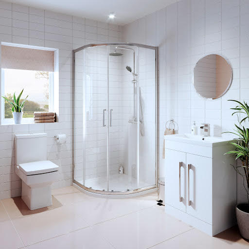 Royan Bathroom Suite with Diamond Quadrant Enclosure & Aurora Vanity Unit - 900mm Price Comparisons | Compare The Build