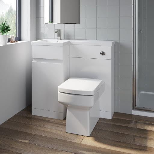 Artis Flat Pack Basin Vanity Unit & Royan Toilet Combination - 900mm Gloss White Left Hand Price Comparisons | Compare The Build