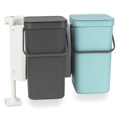 Brabantia Sort & Go Built-In Mint & Grey Plastic Rectangular Kitchen Bin, 12L | Compare The Build