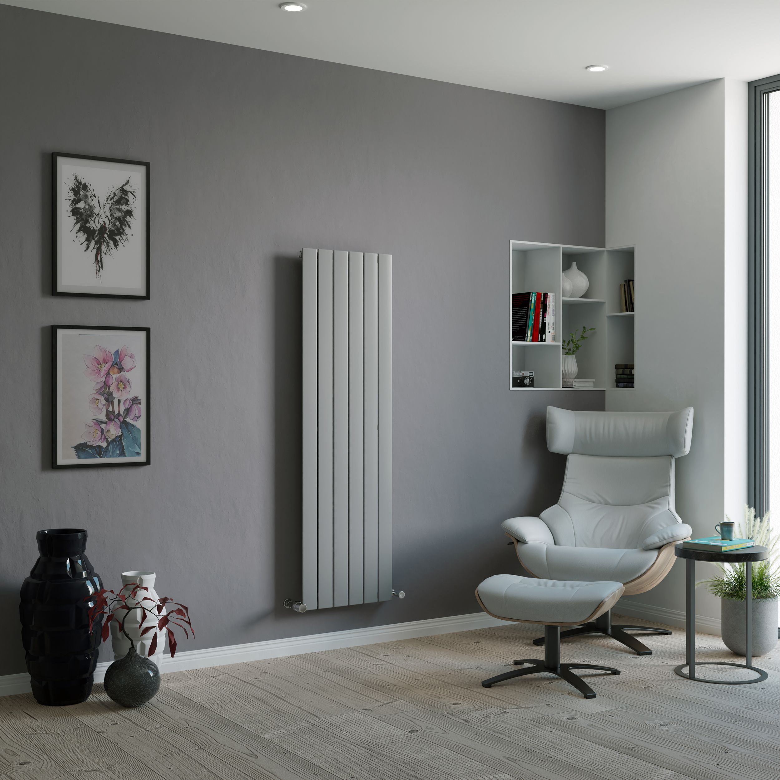 Ximax Vertirad Silver Effect Silver Effect Horizontal Or Vertical Designer Radiator, (W)445mm X (H)1500mm Price Comparisons | Compare The Build