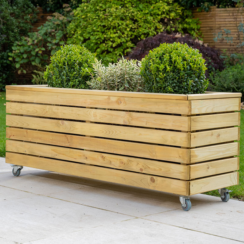 3â11 x 1â4 Forest Linear Long Wooden Garden Planter with Wheels (1.2m x 0.4m) | Compare The Build